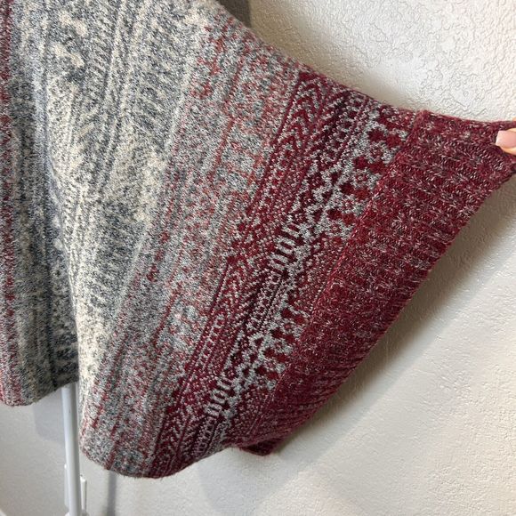 Free People Poncho Sweater Women Medium Willow Diamond Fair Isle Boho Wool Blend - Picture 7 of 11